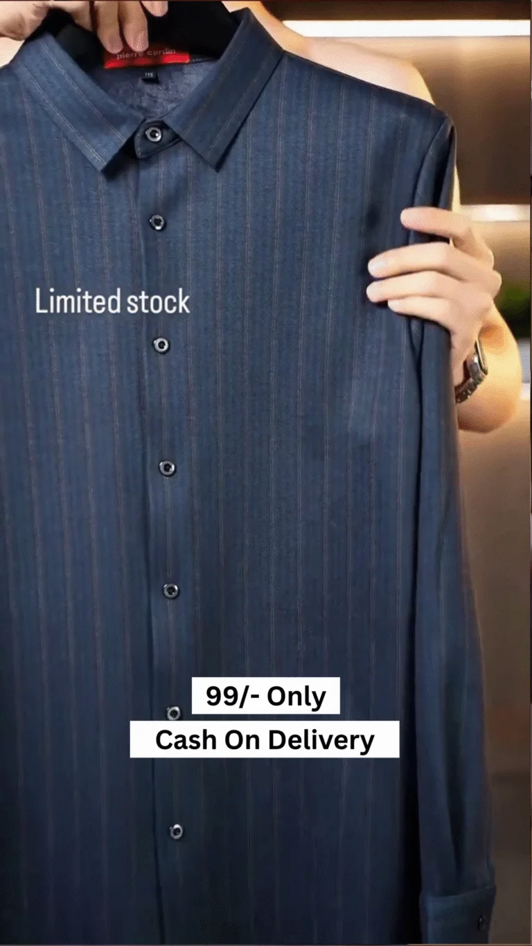Men’s Maroon Striped Formal Shirt – Slim Fit Cotton Full Sleeve Casual & Office Wear ✨ - Image 3