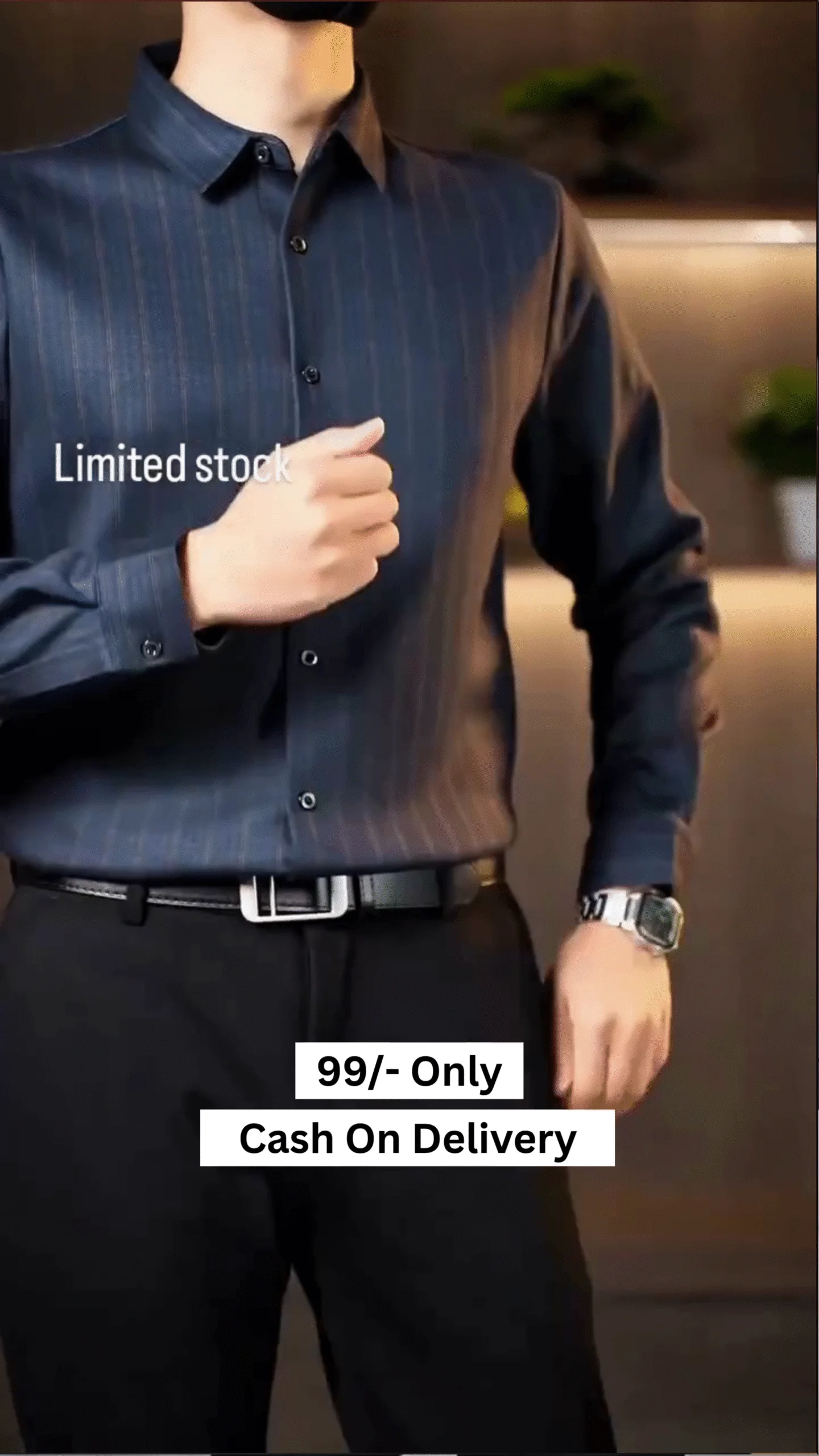 Men’s Maroon Striped Formal Shirt – Slim Fit Cotton Full Sleeve Casual & Office Wear ✨