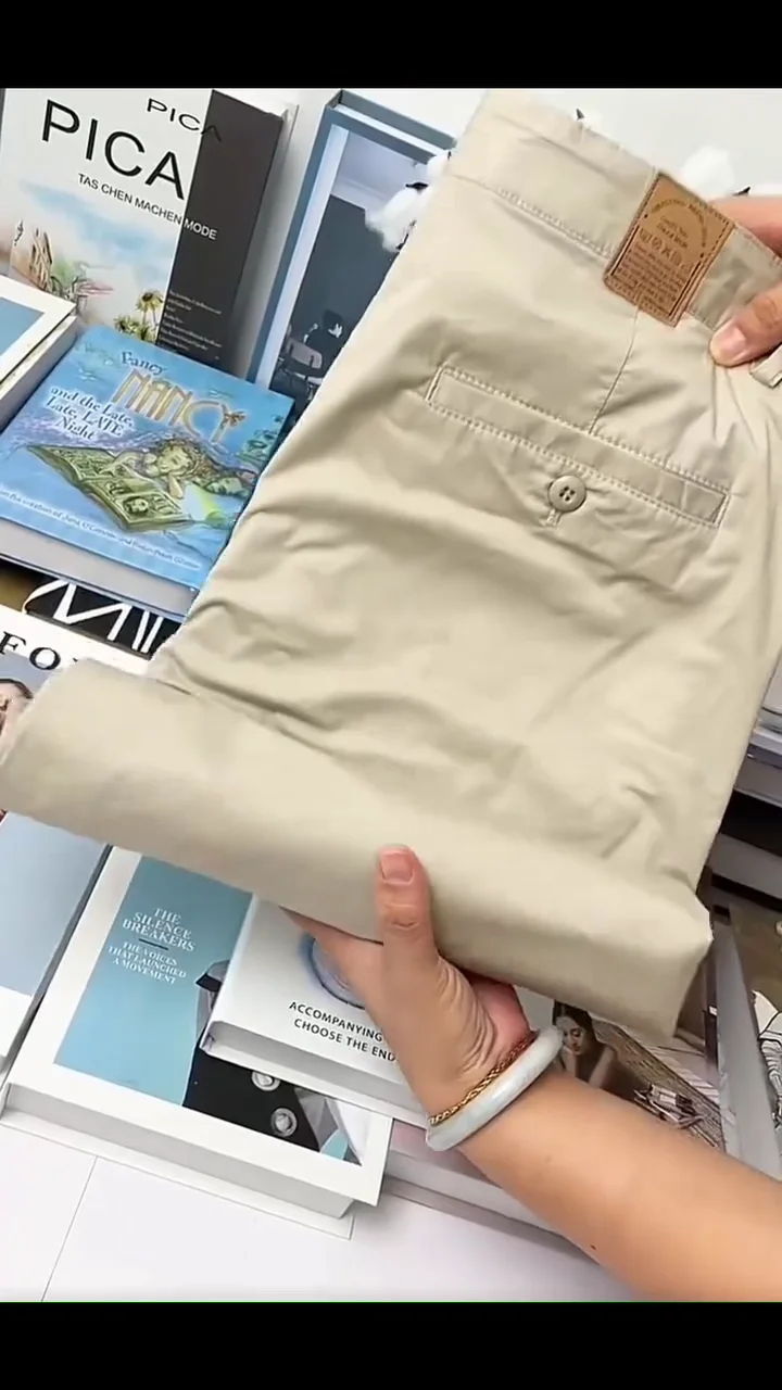 Men’s Beige Strait Fit Chino Pants – Cotton Casual, Office & Smart Wear Trousers ✨