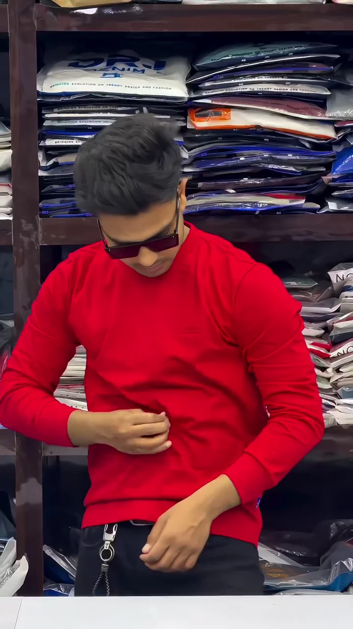 Men’s Slim Fit Crew Neck T-Shirt – Logo Embossed Full Sleeve Stretch Cotton Blend (XXL) ✨ - Image 6