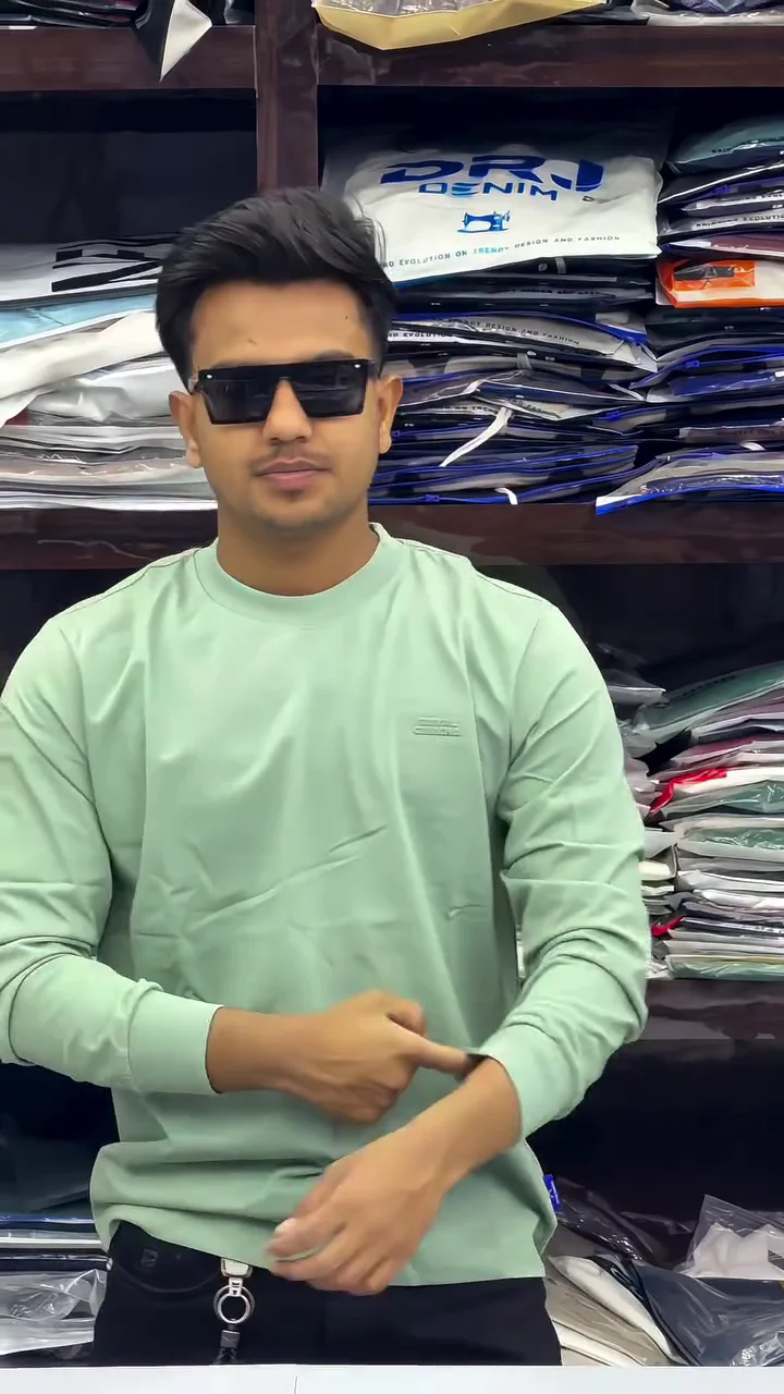 Men’s Slim Fit Crew Neck T-Shirt – Logo Embossed Full Sleeve Stretch Cotton Blend (XXL) ✨ - Image 5